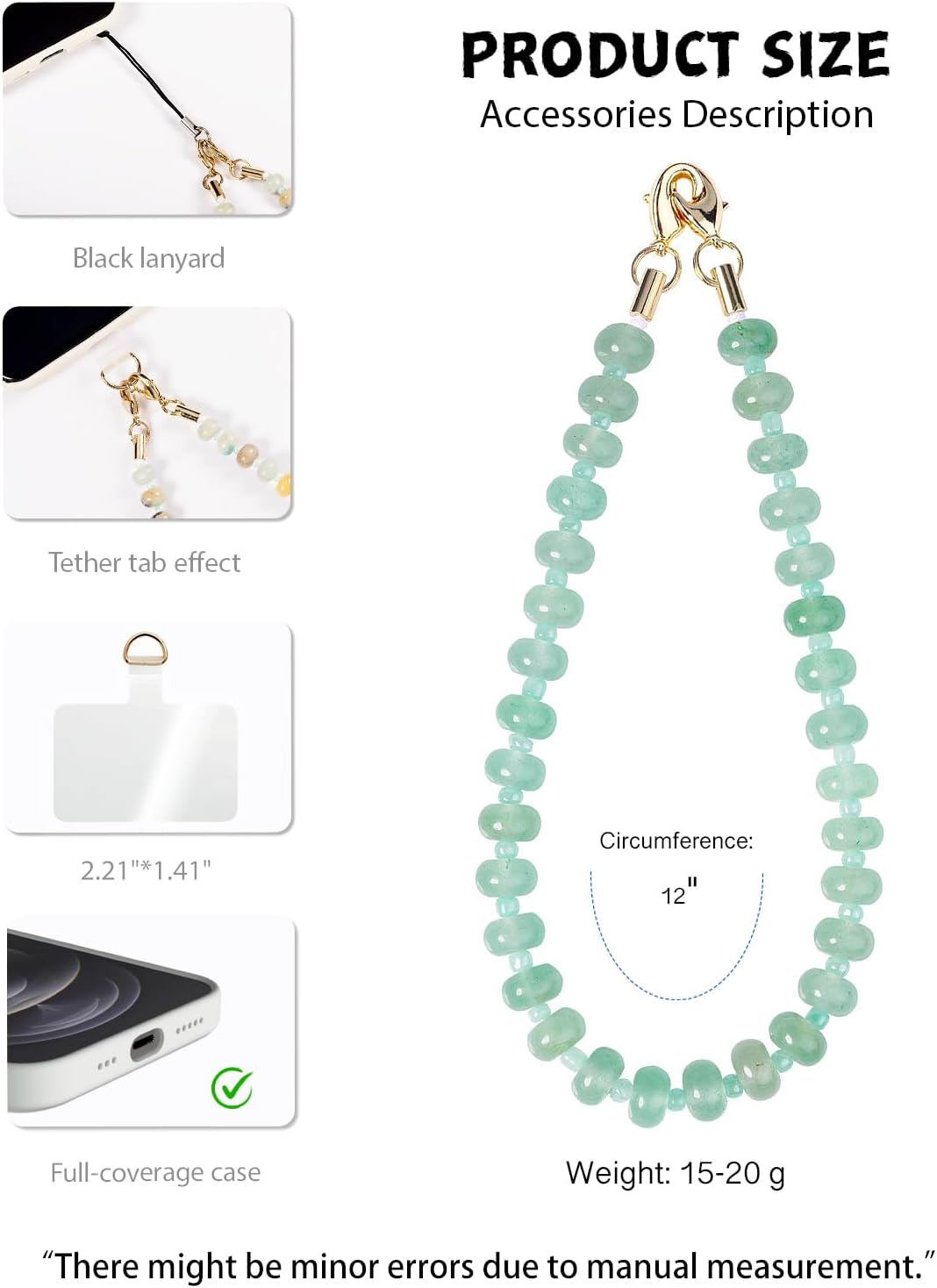 Handmade Natural Stone Beaded Charm Cell Phone Camera Lanyard, Hands-Free Wrist Strap, Phone Chain Keychain String - Image 4