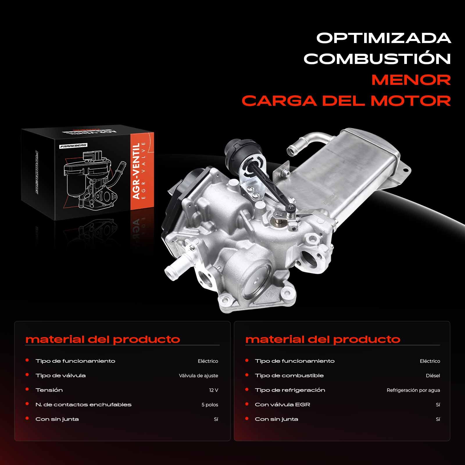 Frankberg Válvula EGR enfriador recirculación de gases de escape | 03L131512BG; Compatible con: Exeo 3R2, A4 Allroad 8KH, A6 4G2 4GC, A5 Sportback 8TA, Exeo ST 3R5, A5 Cabriolet 8F7