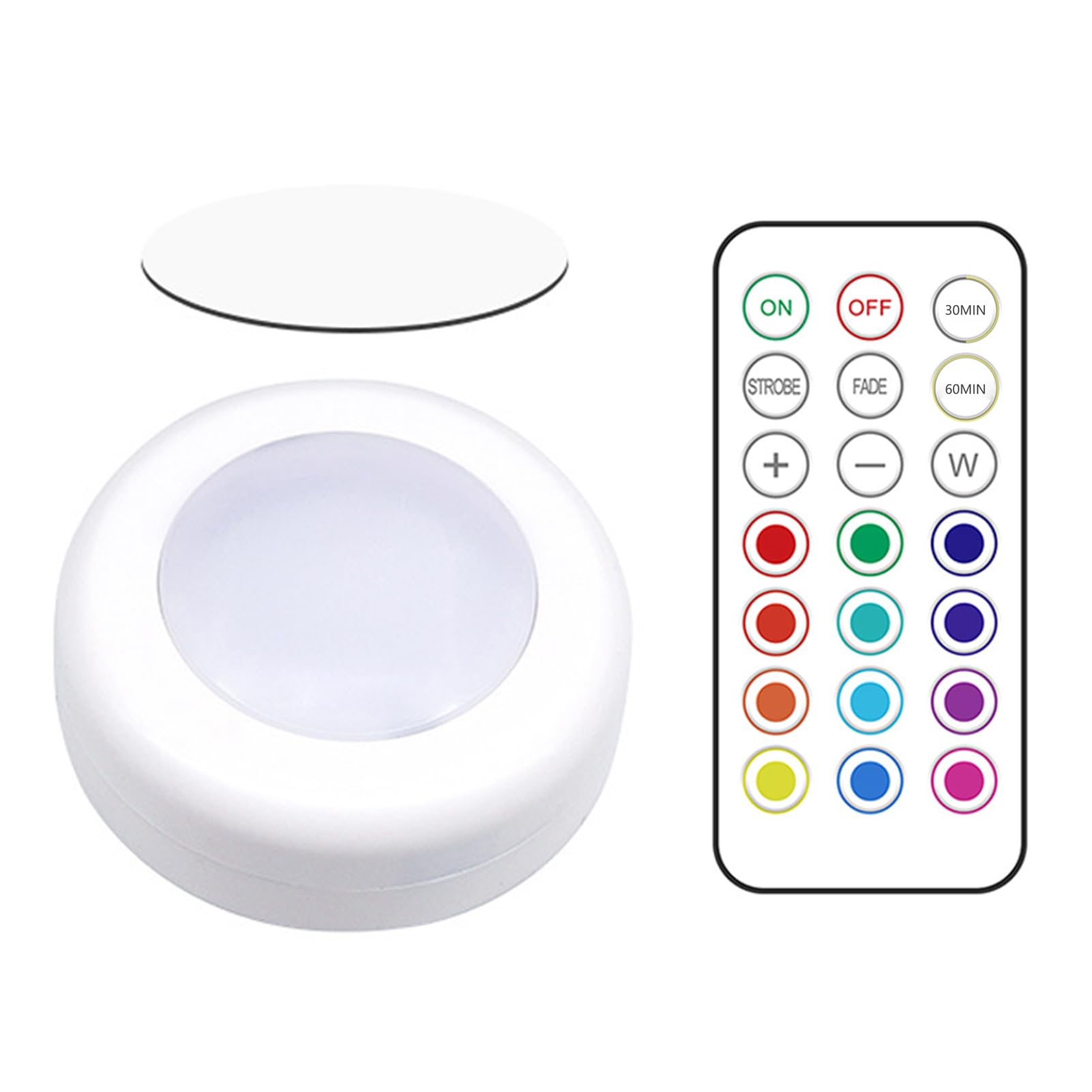 Altsuceser 1 Led Puck Lights With Remote Control, Rgb Color Dimmable Wireless Closet Lights, Under Cabinet Lighting Stick On Tap Push Lights, Color Changing Under Counter Lights For Kitchen