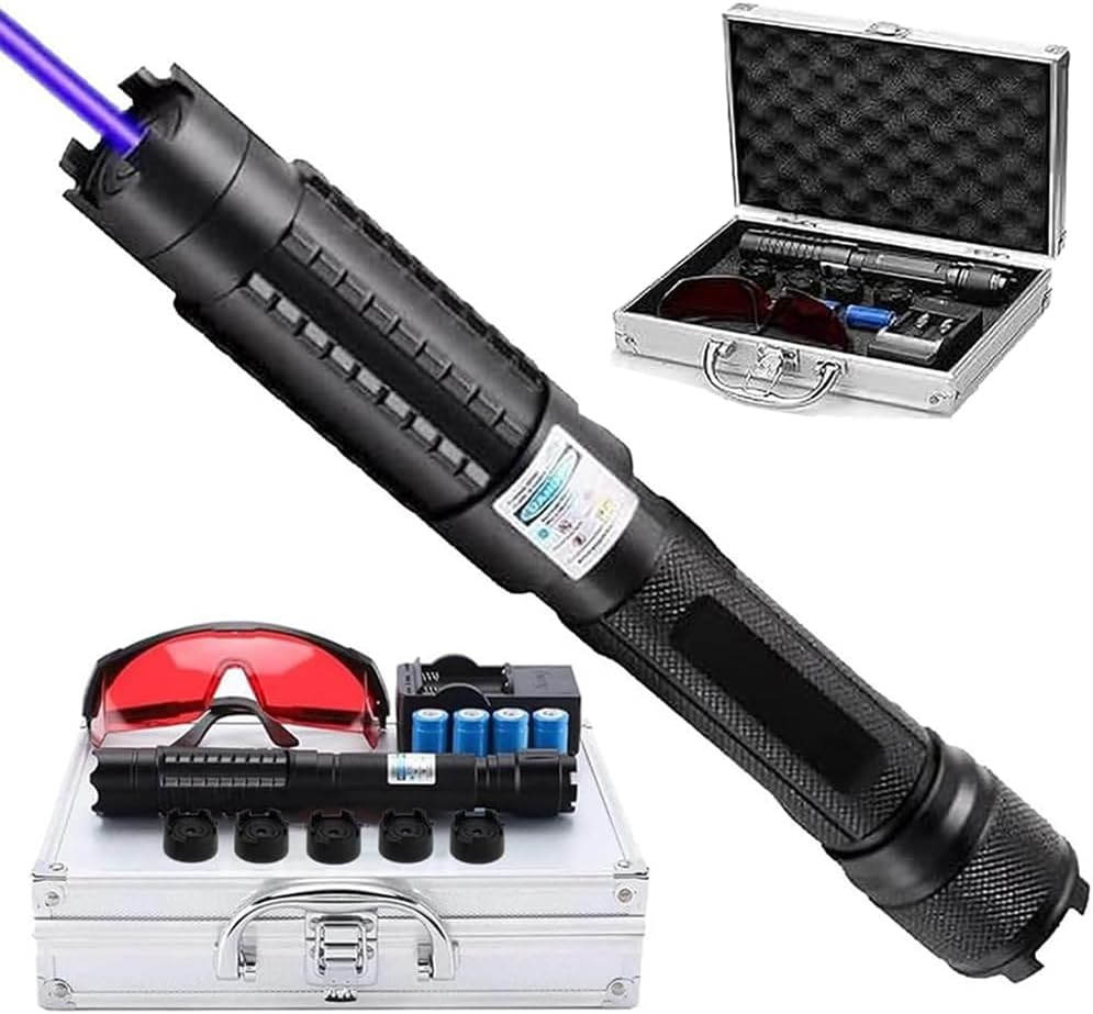 Portable Rechargeable LED Flashlight with Blue Light Feature and Adjustable Adjustable Focus for Outdoor Camping and Hiking