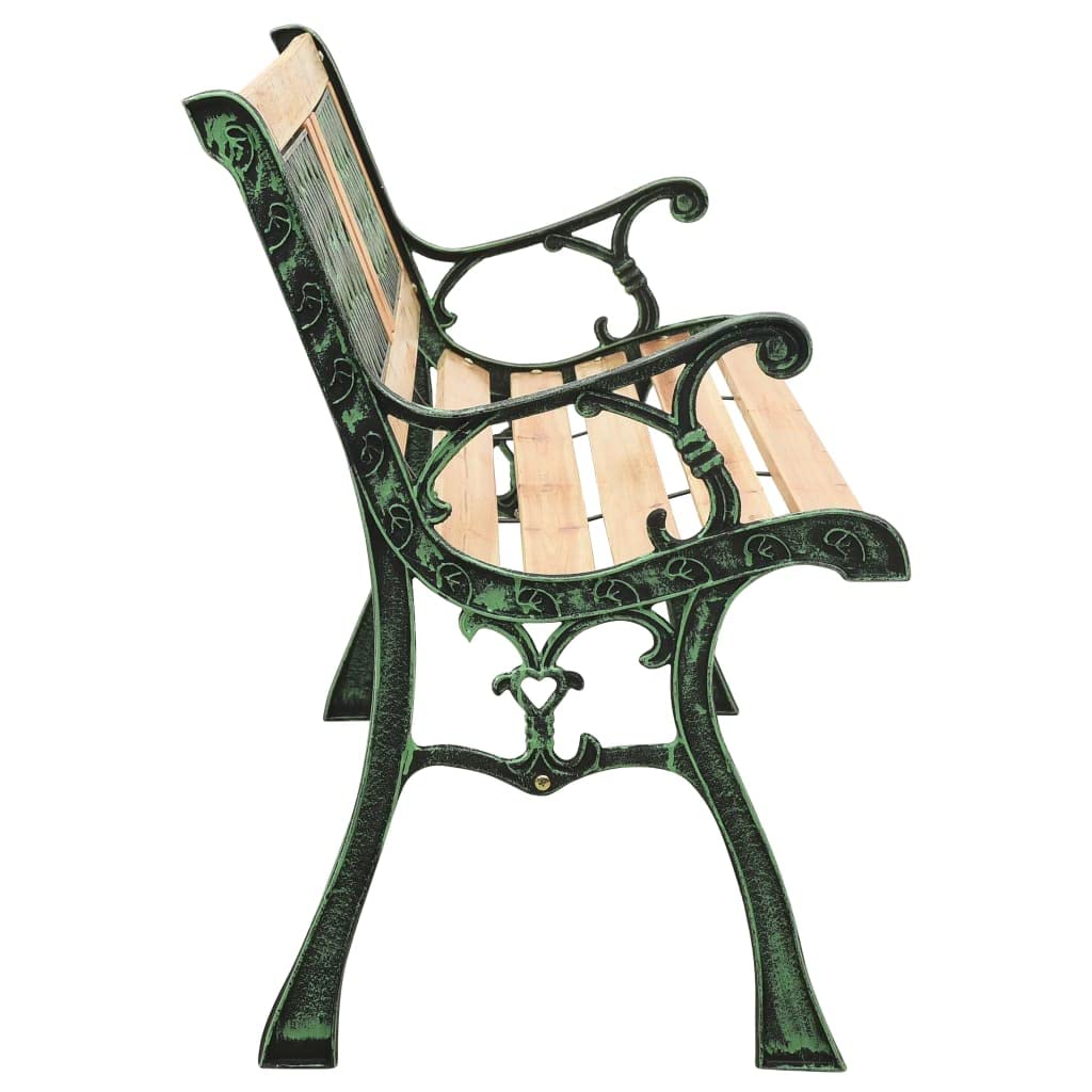 Banco de jardín de 122 cm de hierro fundido y madera maciza de abeto con respaldo decorativo de PVC en patrón de rejilla, para terraza y porche, estable y duradero