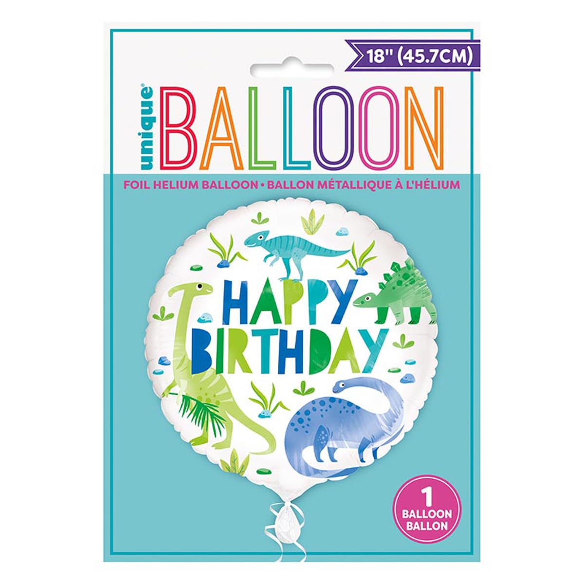 Vibrant Blue & Green Dinosaur Round Foil Balloon (45cm) - Perfect for Party Decorations, Kids Birthdays, & Prehistoric-Themed Events - 1 Pc