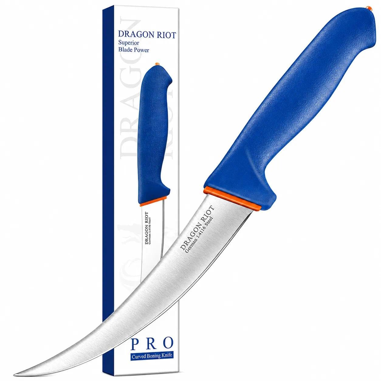 DRAGON RIOT 6 Inch Fillet Knife, Boning Knife, Flexible Blade, Curved Blade