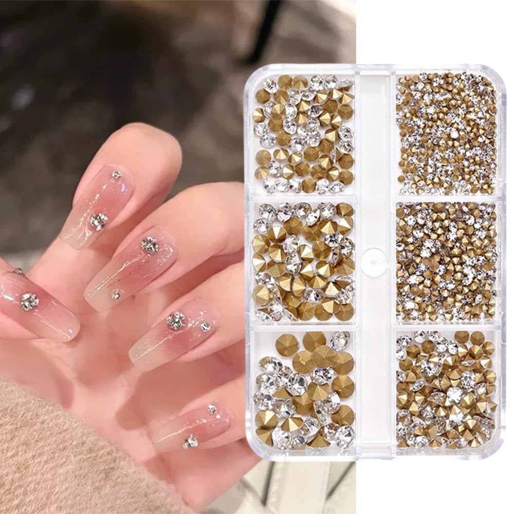 S.A.V.I 1000pcs White Crystal Nail Rhinestones | Pointed-Back Glass Stones in 6 Sizes | 3D Nail Art Decoration Gems for DIY Manicure, Acrylic Nails & Salon Use-image-38