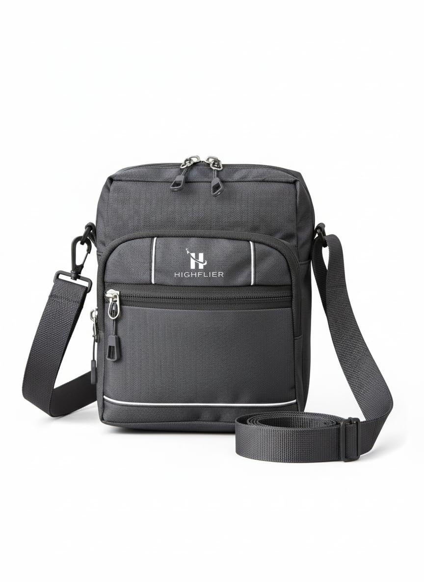 Multipurpose Water Resistance Side Bag - Travel Bag - Office Business Bag - Cross Body Bag - Messenger Bag - Adjustable Strap, 23x18x10 cm Travel Sling Bag for Men and Women (Grey)-image-1