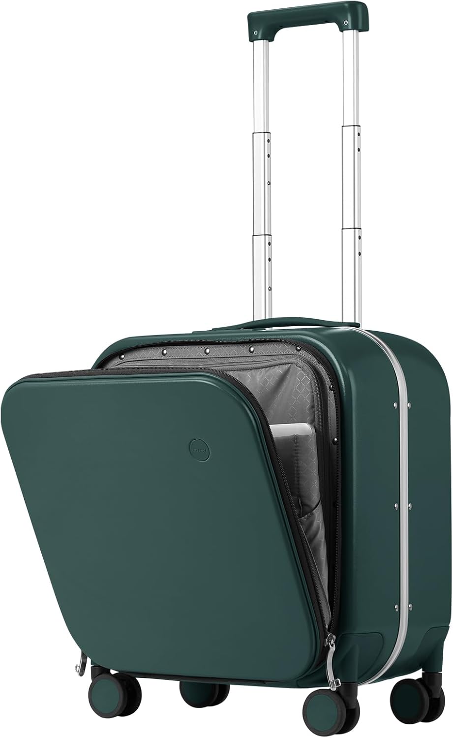 mixi Carry On Luggage, 18” Suitcase with Front Laptop Pocket, Travel Luggage Aluminum Frame PC Hardside with Spinner Wheels & TSA Lock and Cover (Not for Underseat), Blackish Green Blackish Green 18-inch