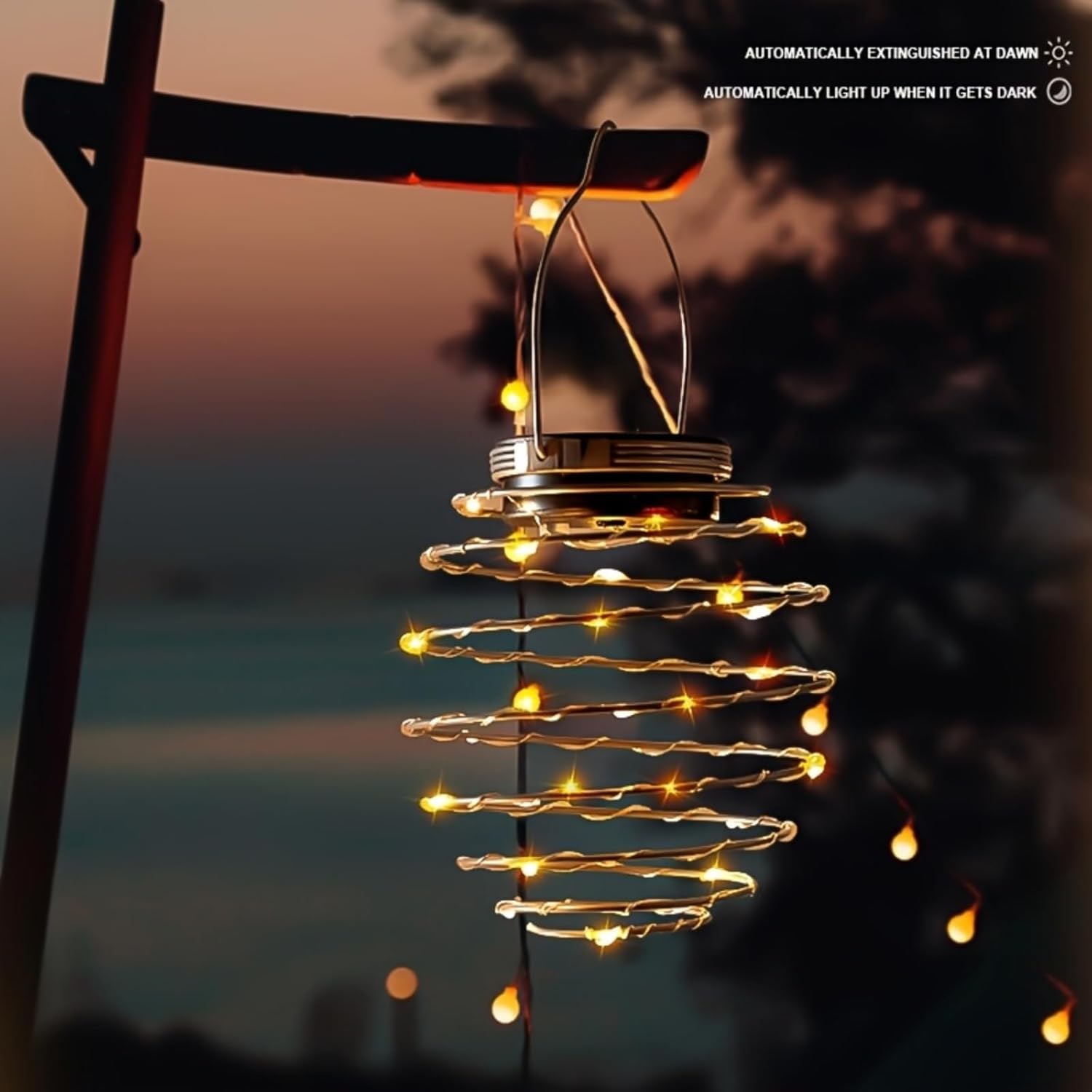 2 Pack Outdoor Solar Hanging Lantern Lights - 60LED Waterproof Solar Light Outdoor for Garden,Yard Porch Lawn Backyard Landscape Pathway Patio Outside Gardening-Warm Light