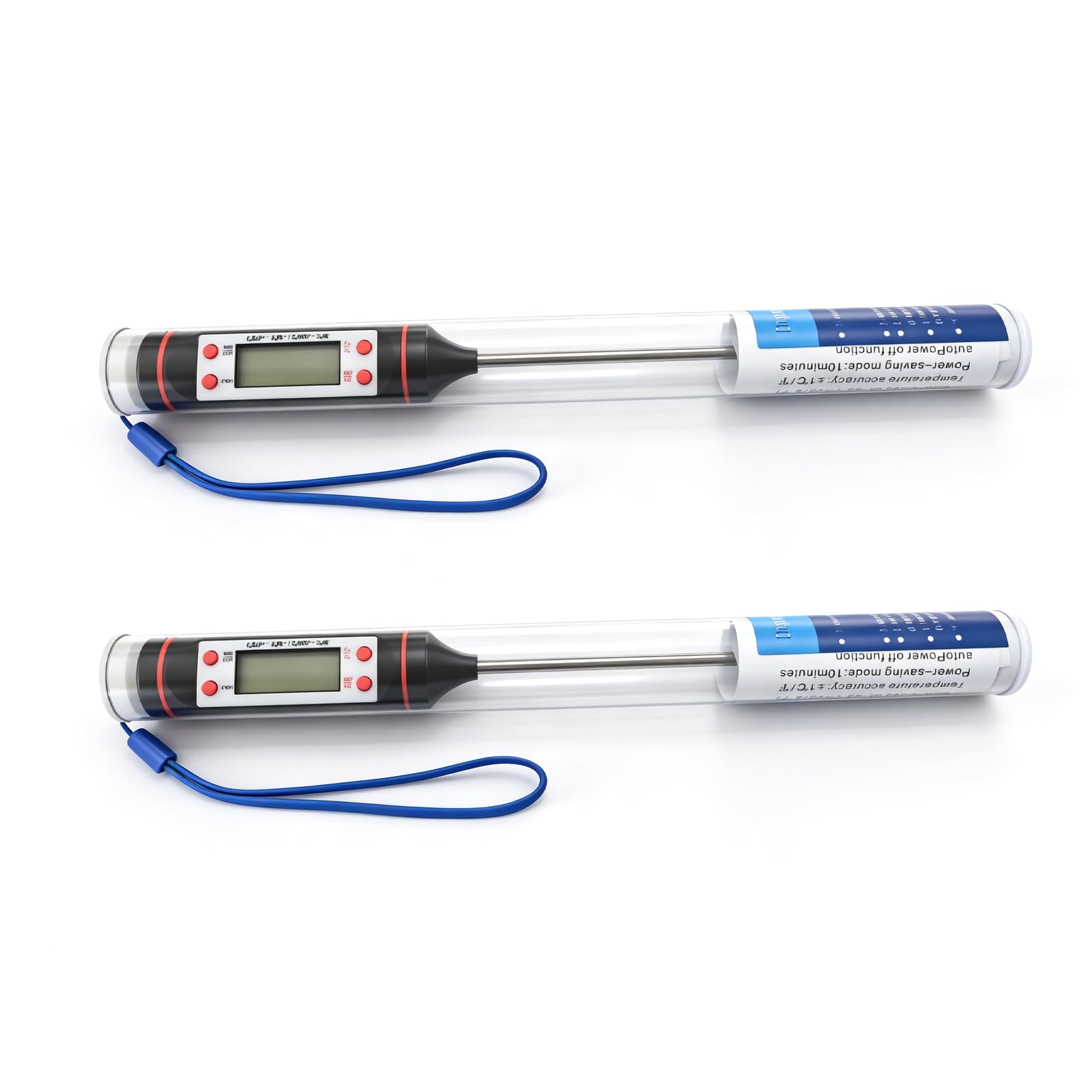 2 termómetros de cocina digital con sonda para barbacoa, Carne, Pavo, Vino, Jalea - Pantalla LCD Grande, Rango de Medición de -50 °C a +300 °C, Apagado Automático