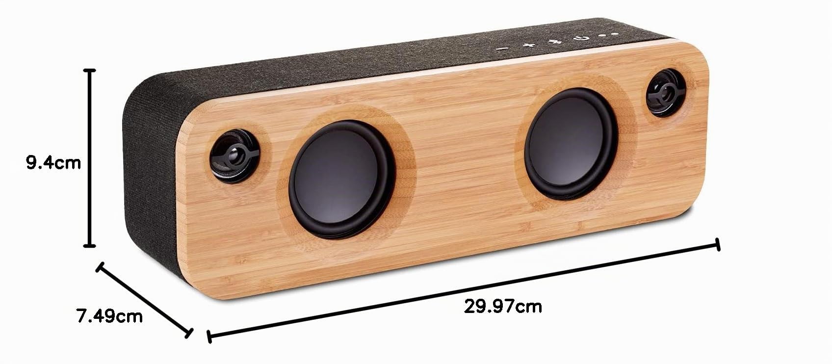 House of Marley Get Together Mini Casse, Doppio Altoparlante senza Fili in Bambù e Alluminio Riciclabile, Autonomia Batteria 10 Ore, con Subwoofer da 2.5 Pollici e Funzione Vivavoce, Nero