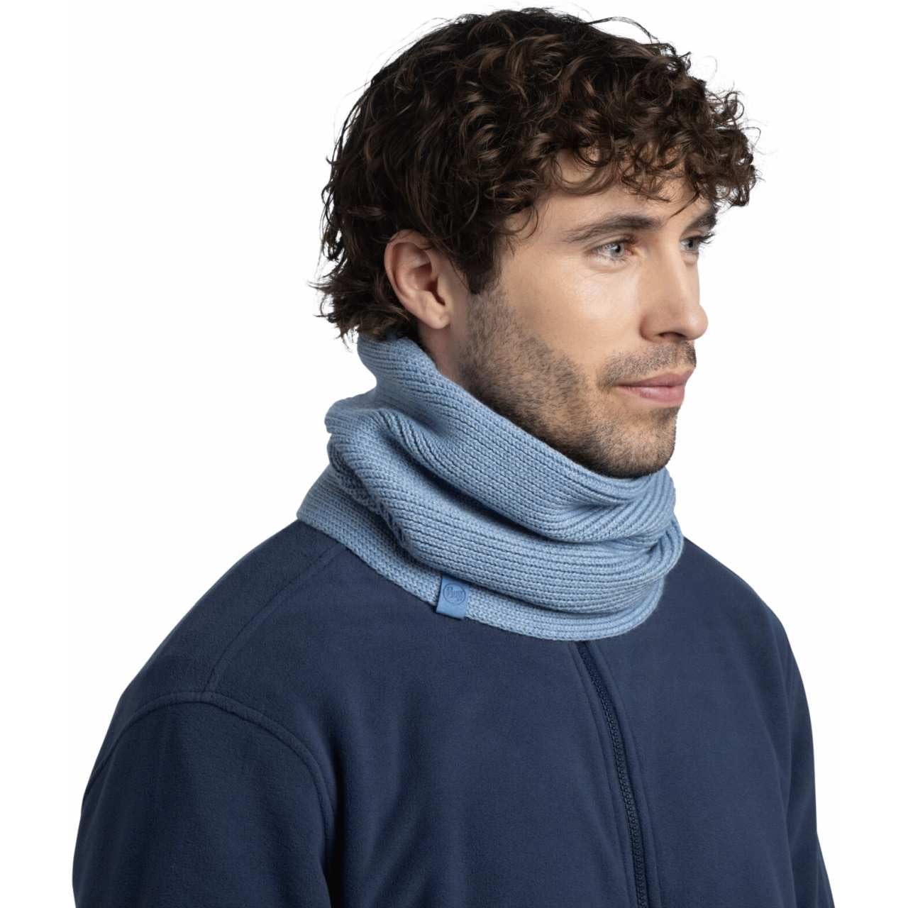 Buff| Braga de cuello Knitted Frio Extremo, Practico, Versatil, Moda, Aislamiento termico, Comodo Hombre Mujer Talla única Azul