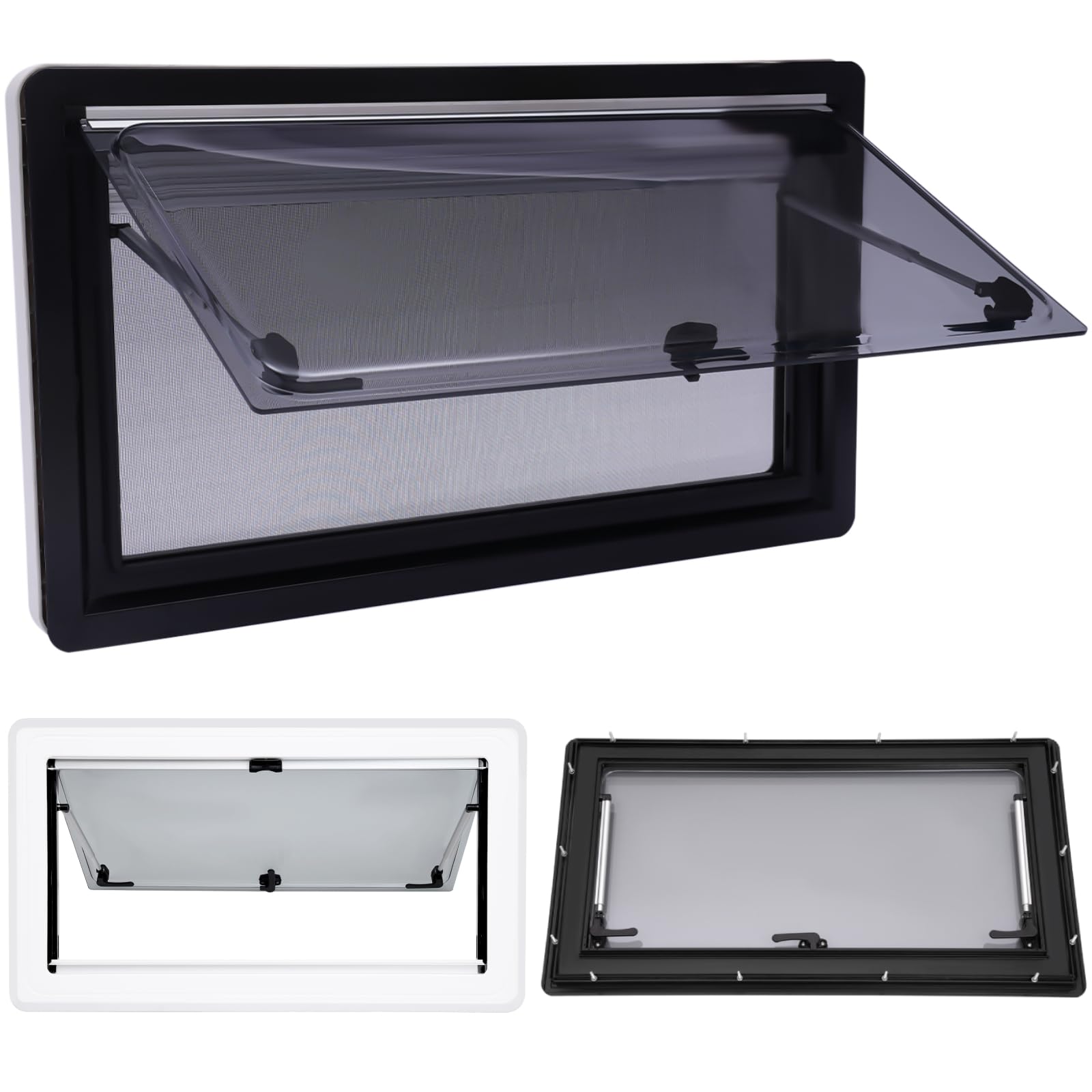 Ausstellfenster Wohnmobilfenster 90x50cm mit Fliegengitter, Seitenfenster Wohnmobil Fenster RV Klappfenster Externes Push Fenster für Wohnwagen Van Camper