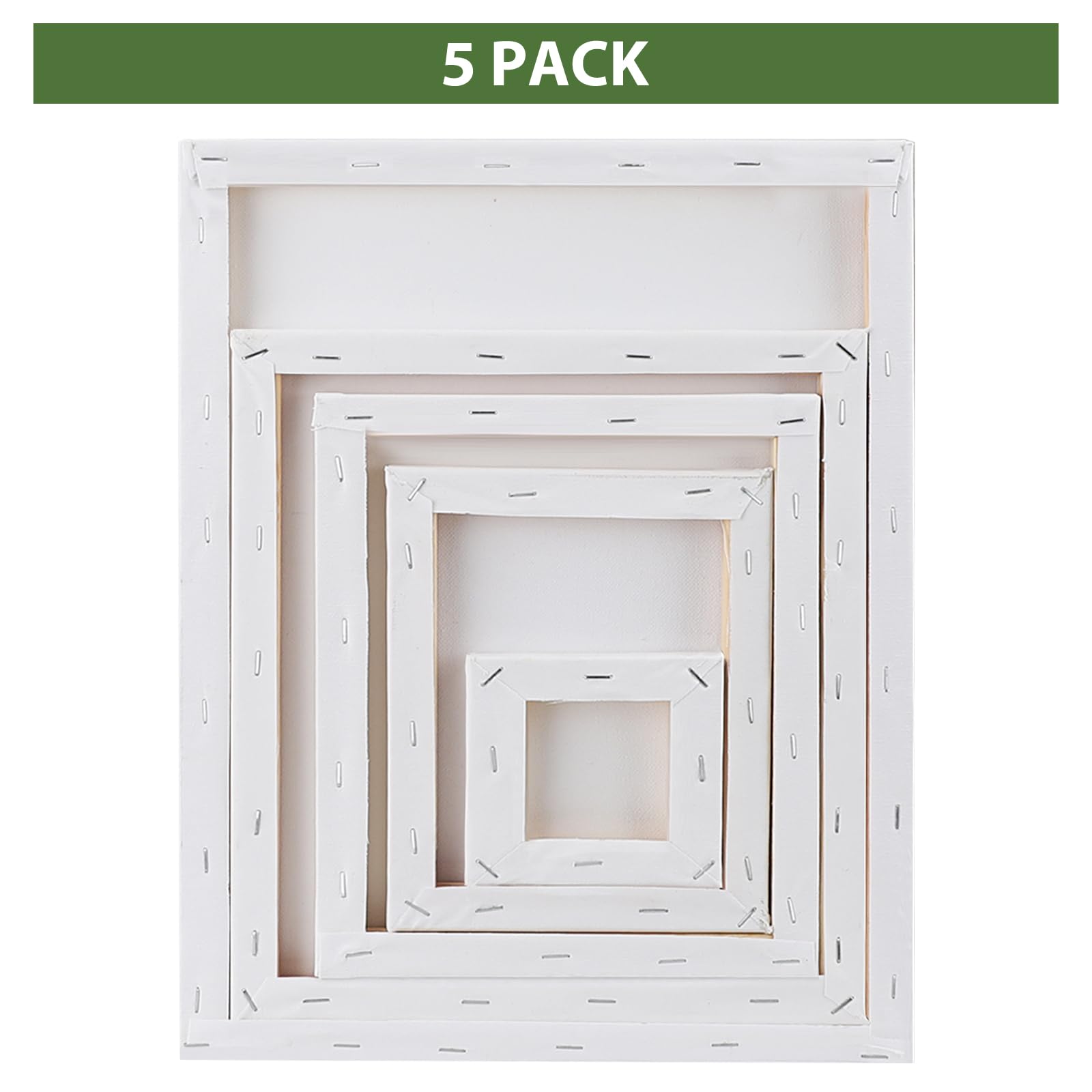Tela per Dipingere Set 5 Tele 100% Cotone Canvas 30x40 25x30 20x25 15x20 10x10 cm Olio Acrilico
