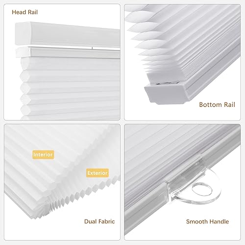 Miniatura 129 de Changshade Persianas celulares opacas de arriba hacia arriba, sin cordones, para ventana de interior, aislamiento térmico, persianas de panal