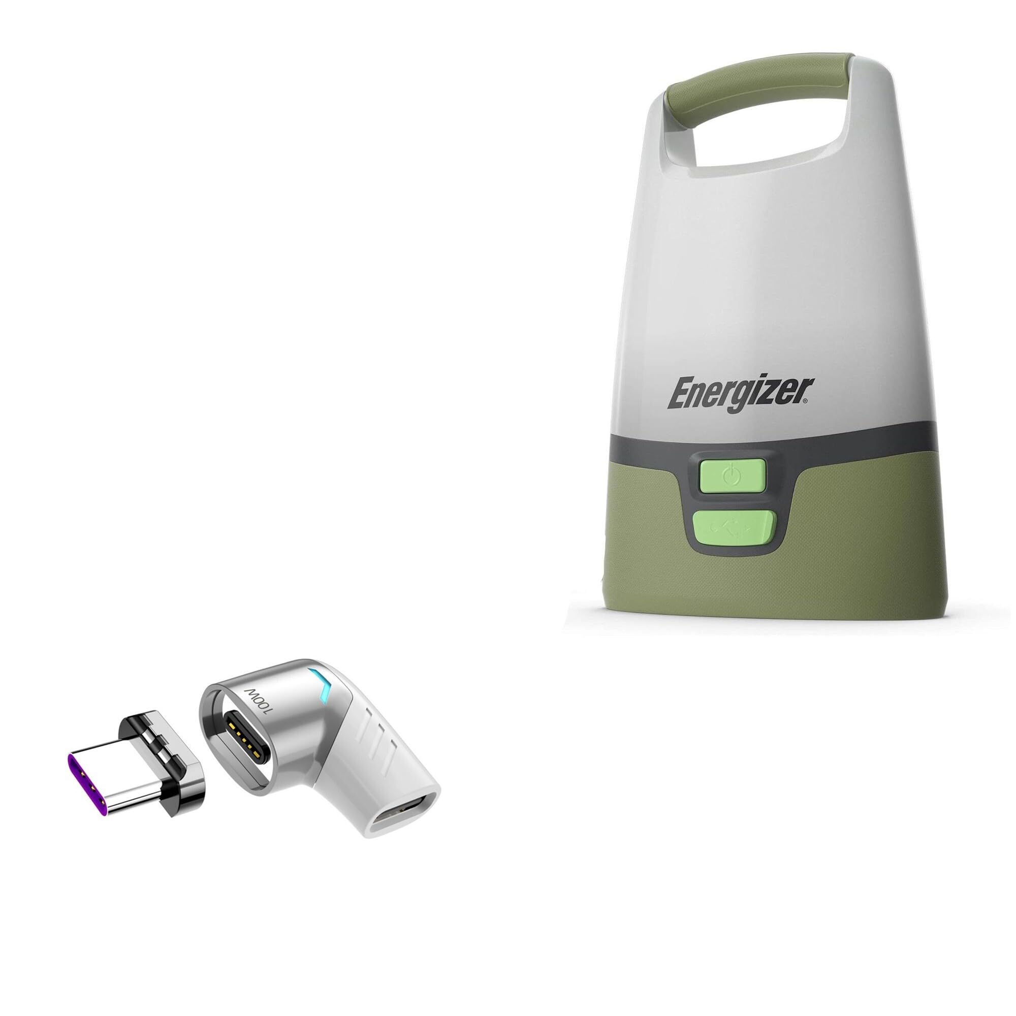 BoxWave Adapter Compatible with Energizer Vision LED Camping Lantern - MagnetoSnap PD Angle Adapter, Magnetic Charging Connector Device Saver - Metallic Silver