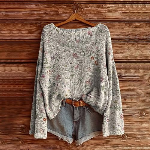 Womens Boho Oversized Sweater Embroidered Ethnic Graphic Sweatshirts Vintage Sweaters Long Sleeve Plus Size Pullover Tops2