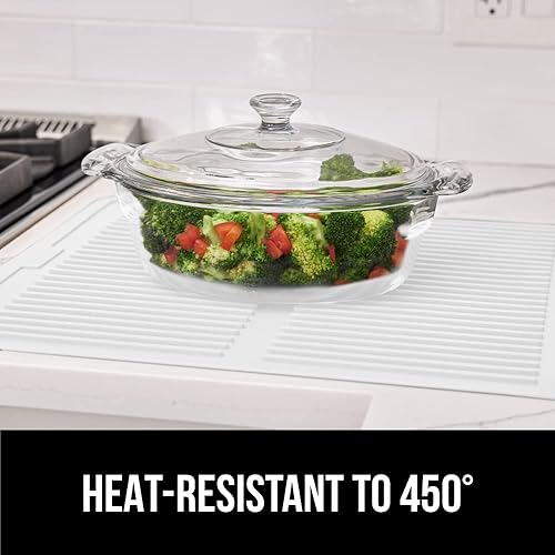 Miniatura 8 de GORILLA GRIP Tapete de secado de platos de silicona patentado 100% libre de BPA para encimera de cocina, 18 x 16 pulgadas, diseño acanalado para