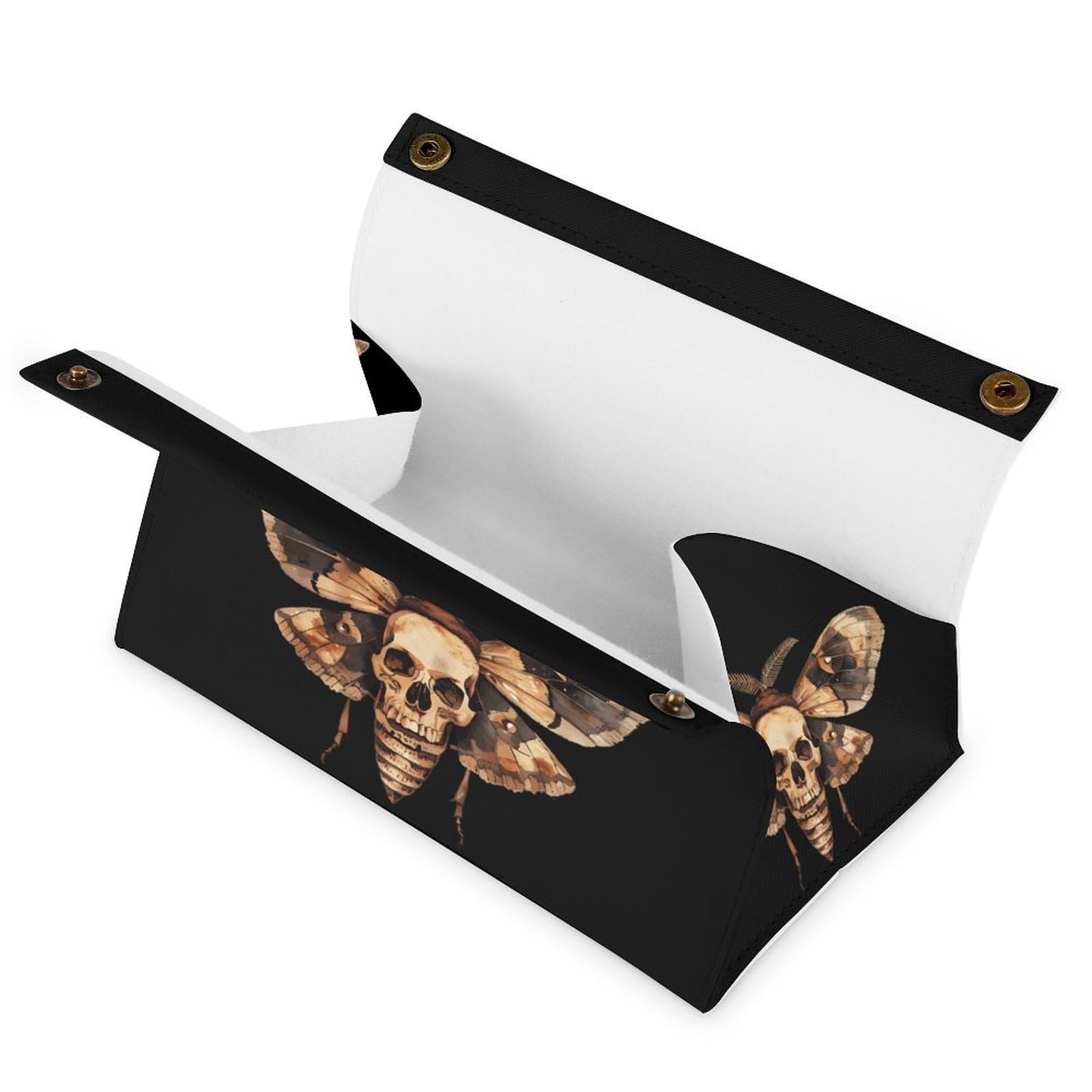 Moth and Skull Funny Tissue Box Cover Rectangular Tissue Holder Organizer for Tabletop Living Room Office