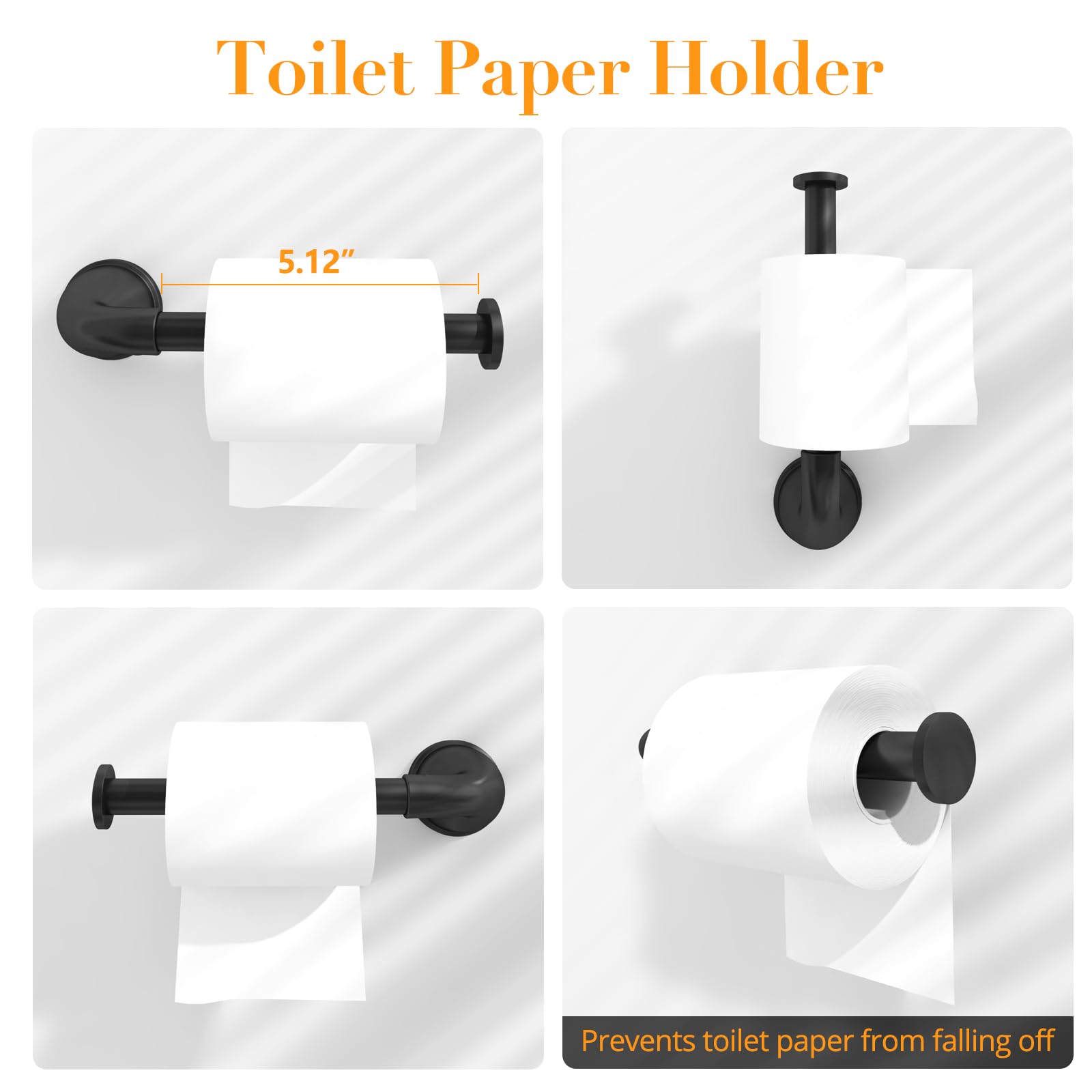 4-teiliges Badezimmer-Set In Grau – Handtuchhalter, Stange, Toilettenpapierhalter & Haken Aus Holz & Alu
