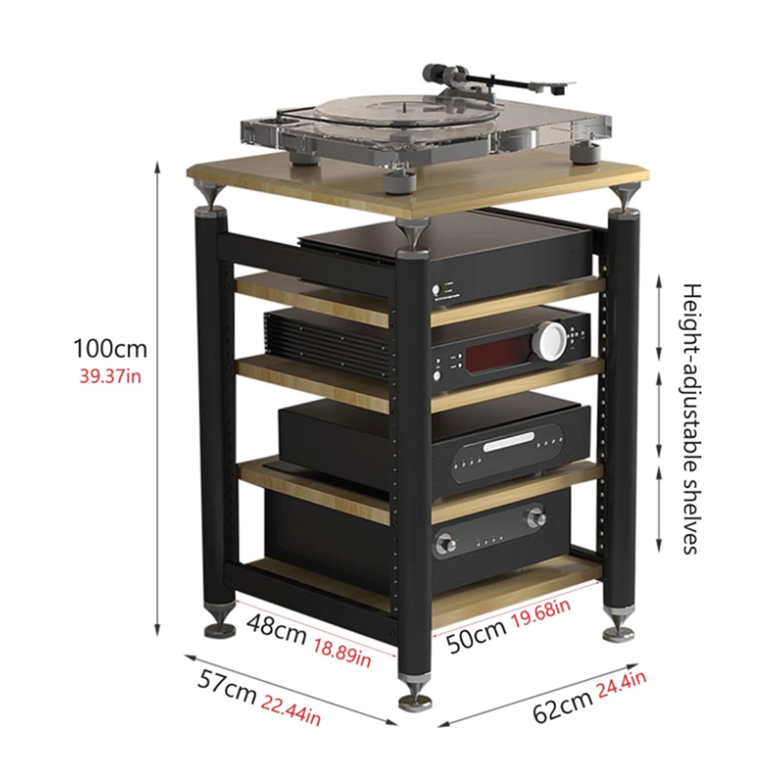 Nowoczesny stojak HiFi Regulowany o Rack Tower Open Ste Cabinet 4Tier Ma Stojak do kina domowego Centrum rozrywki Biały h oVideo Sto Solut