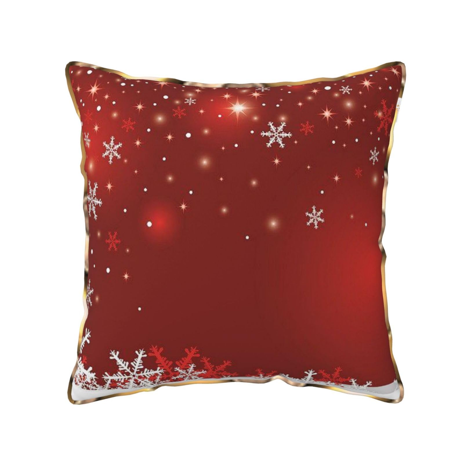 AUBKFELD Christmas Printed Velvet Cushion Cover 40x40 CM with Gold Edging Strip, Square Pillowcase Soft Throw Pillow Covers Case Decorative for Living Room Sofa Couch Bed Bench