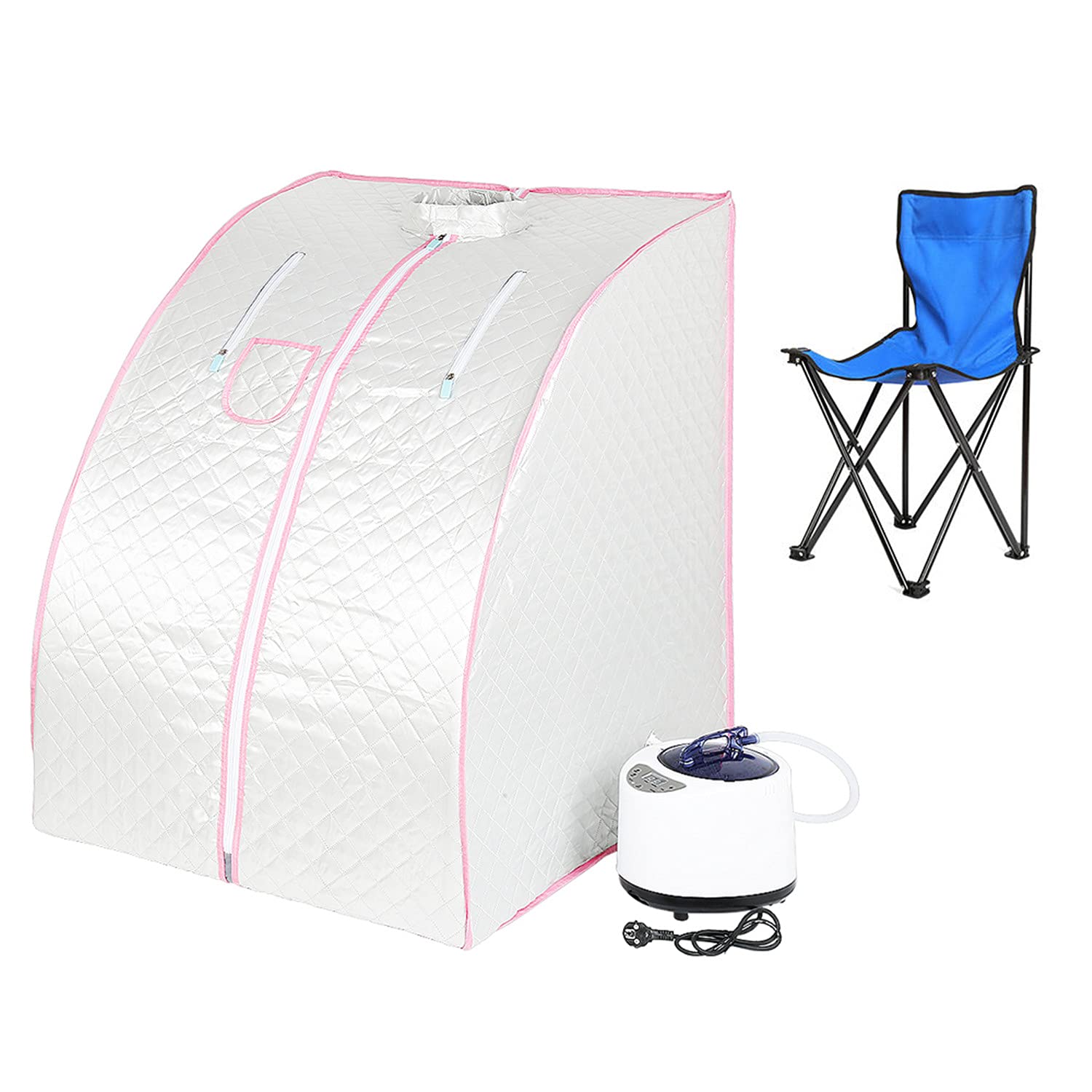 Sauna pliable cabine à chaleur Thérapeutique Spa 1000W Sauna à Vapeur,Sauna e portable,Personal Spa at home avec le contrôleur de température à distance(98x80x70cm) (Argenté)