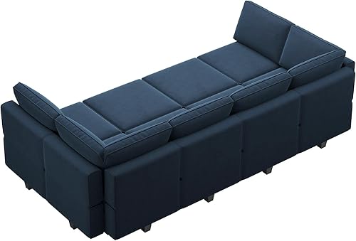 Miniatura 99 de Belffin - Sofá cama modular con otomanas, de terciopelo, reversible y con asiento con almacenamiento, color verde, forma de L-1 Negro