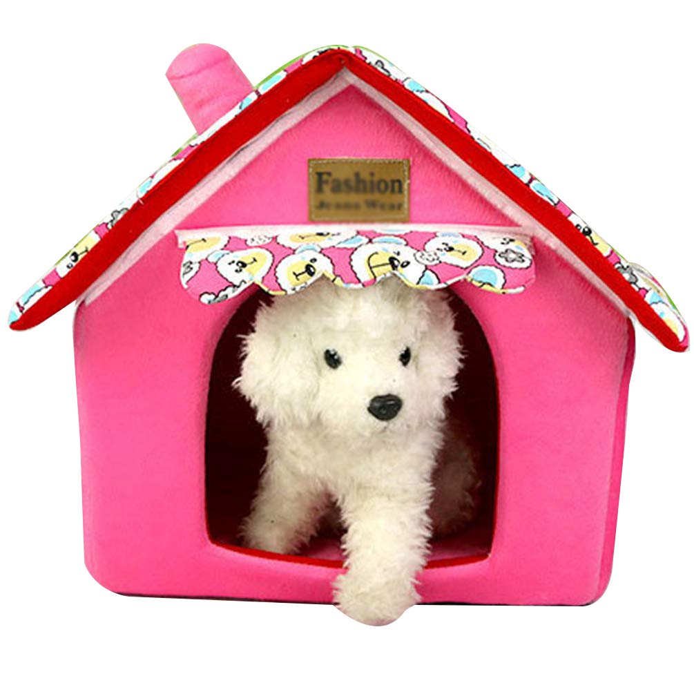 Domek dla zwierząt domowych Igloo łóżko zdejmowane składane przytulna buda dla psa (różowy, 58 * 52 * 57 cm)