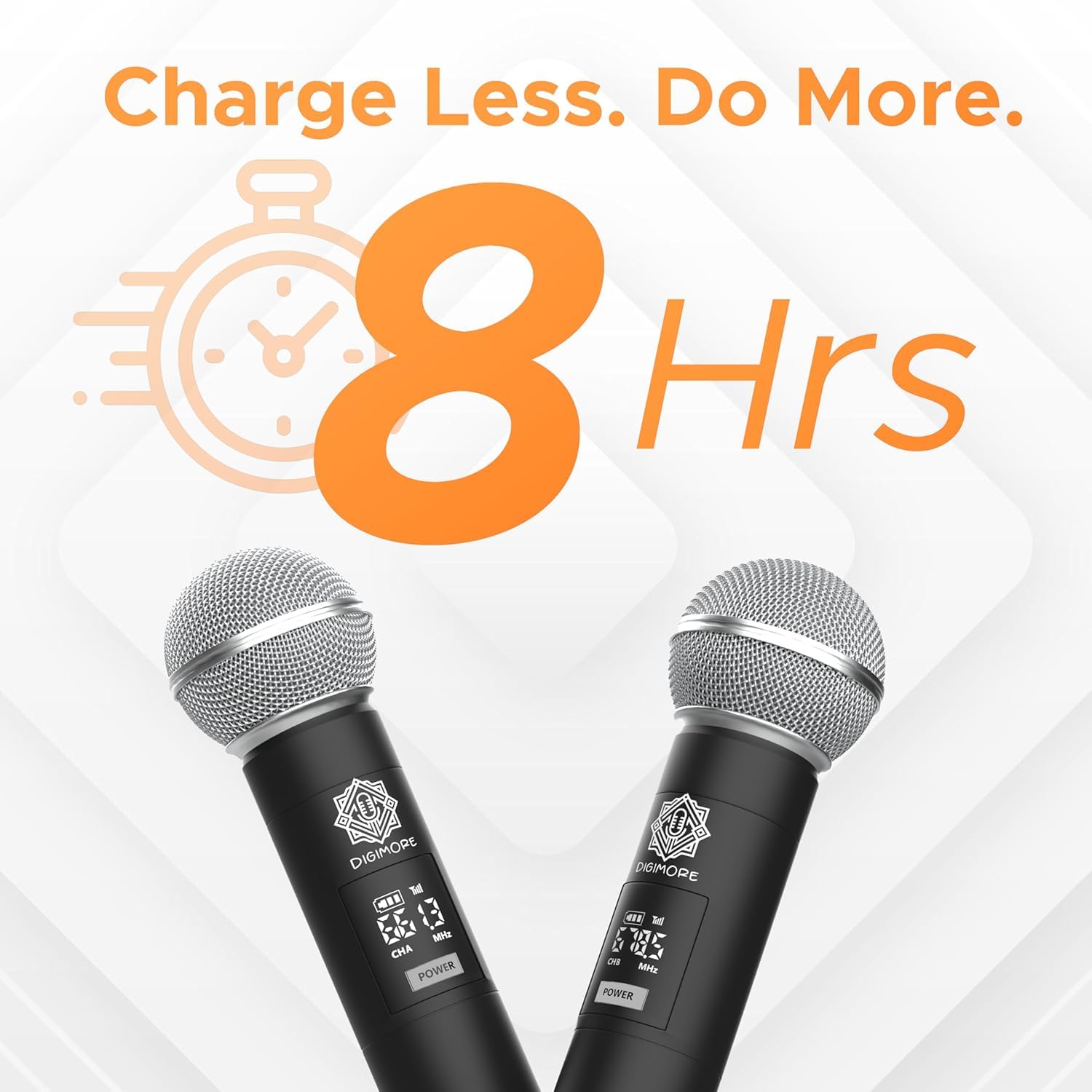 DIGIMORE UHF Dual Wireless Microphone System | 197ft Range | Cardioid Mic |Balanced XLR Outs | 8Hrs Battery Life | Type-C Charging | Perfect for Churches, Singing, Karaoke & Live Shows (D-305 HH) - Image 7 thumbnail