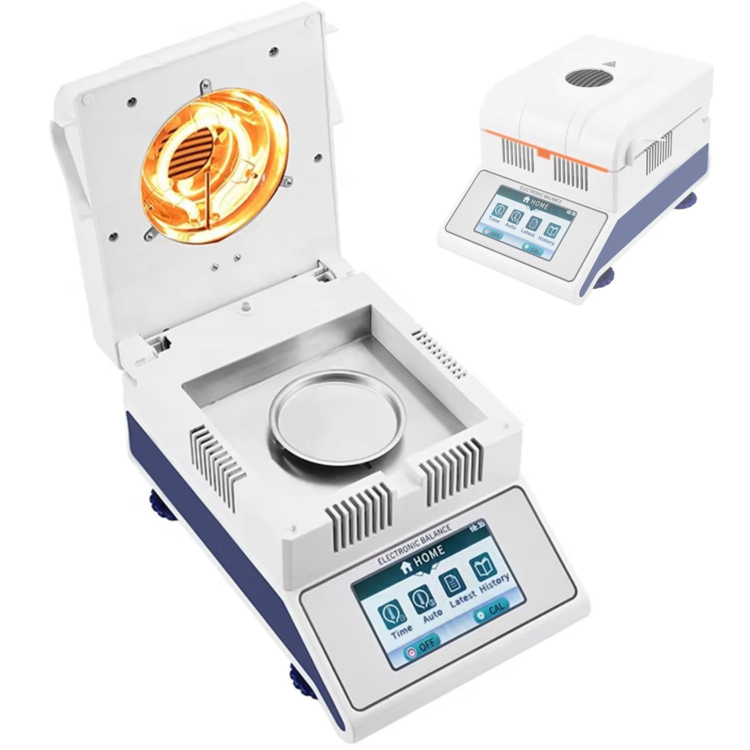 Analizador Humedad Granos Halógeno Digital Capacidad: 50g/100g Precisión: 0,001g/0,002g/0,005g Comprobador Humedad Con Pantalla Táctil,Para Maíz Café Arroz Semillas Harina Maní Té,50g/0.001g