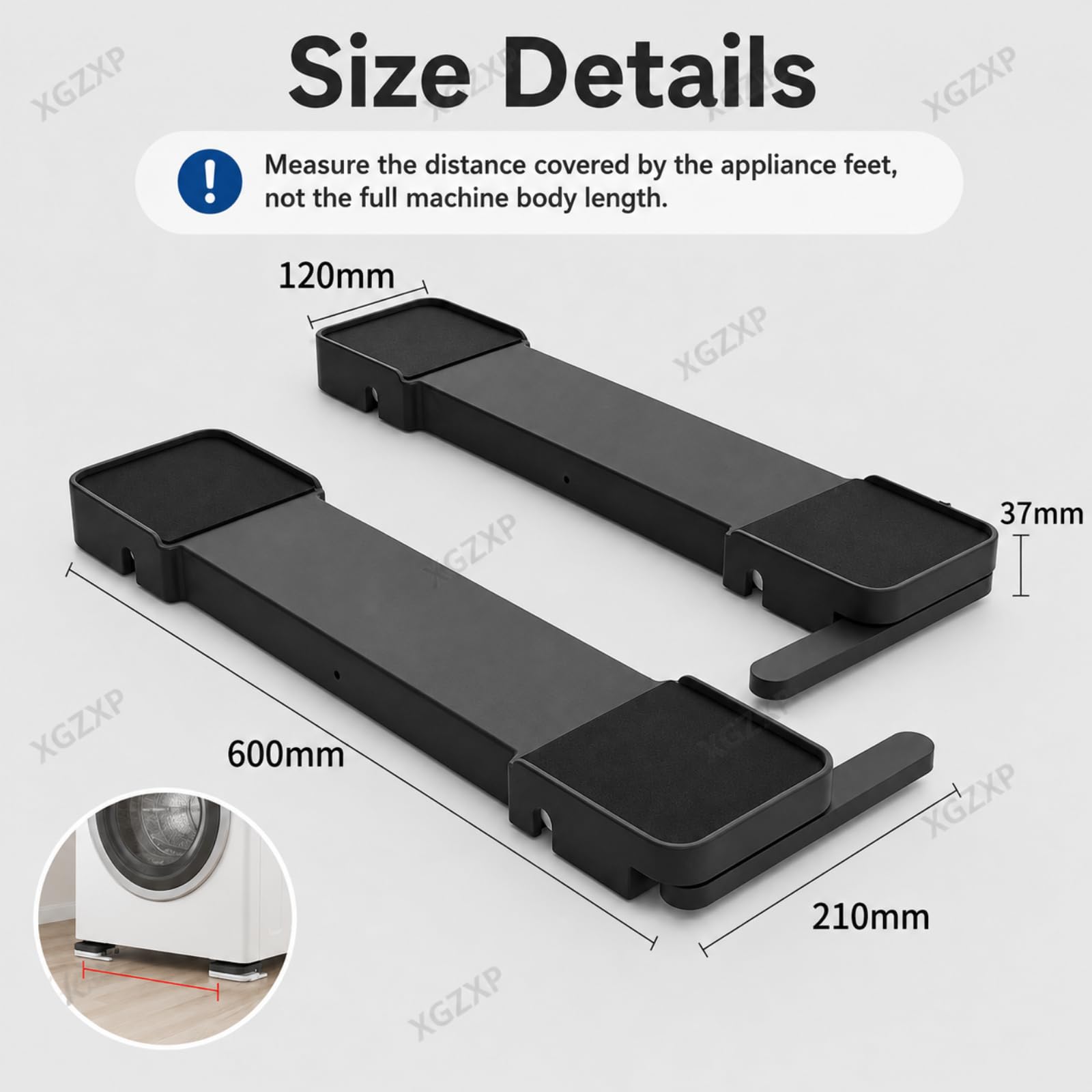 Elevador O Bajador De Pedestal para Lavadora Y Secadora, Soporte Ajustable para Muebles, Soporta hasta 250 Kg, Soporte Doble De 23,6 Pulgadas, Compatible con Lavadoras, Black
