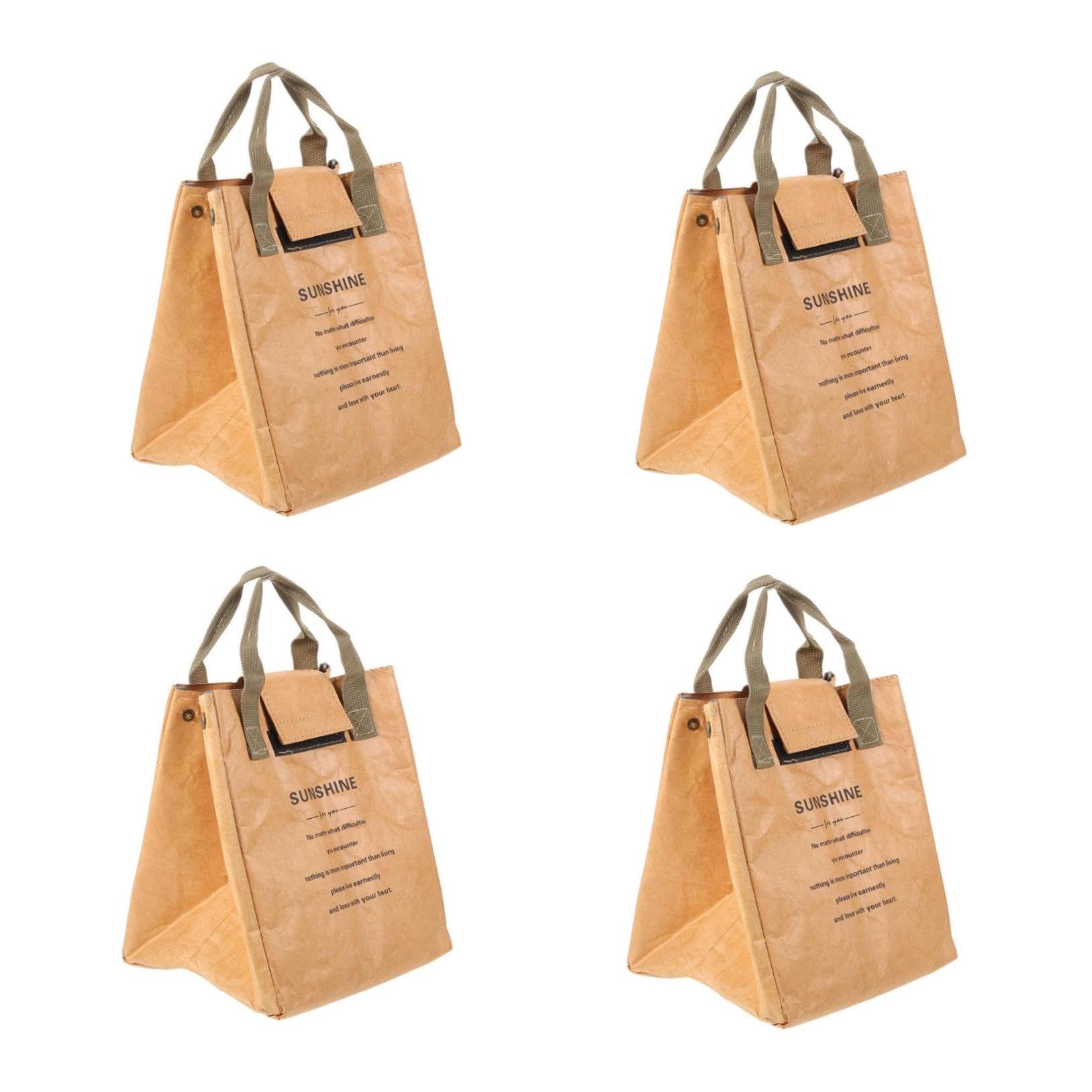 Zerodeko Caja De 4 Piezas Paquete De Hielo De Bolsa De Papel Bang Bolsas De Almuerzo De Papel para Niños Obrero Bolsa De Papel Bento Espesar Oficina Papel Kraft Especial Caja De Almacenaje