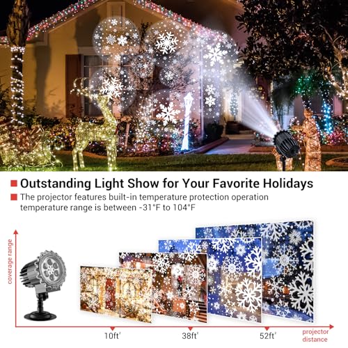 shirylzee LED Schneeflocken Projektor Lichter, Weihnachtsbeleuchtung Projektor Aussen, IP65 Wasserdicht, Weihnachten Projektionslampe für Innen und Aussen Deko, Weihnachts, Halloween, Garte