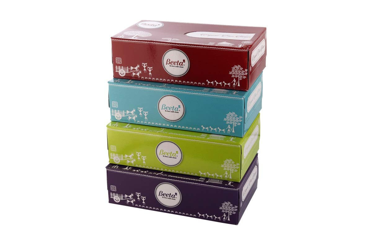Beeta Tissue Box Facial Tissue for Home/Business Exq. Face Tissue Indian (Pack of 4)-Prime | Soft and highly absorbent | 100% Natural Cellulose Fiber (B08NYH9L2V) Amazon Price History, Amazon Price Tracker