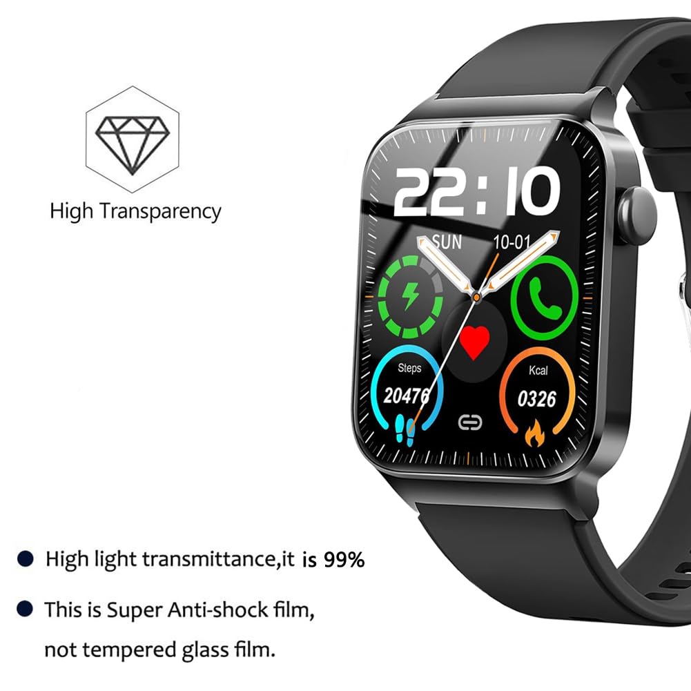 Yoomigle 6 Pack Compatible with Donerton T50S 1.85'' Screen Protector Film Compatible with uaue T50S 1.85 inch Smartwatch Screen Protectors Foils Screen Cover Crystal Clear HD Anti-Scratch - Image 4