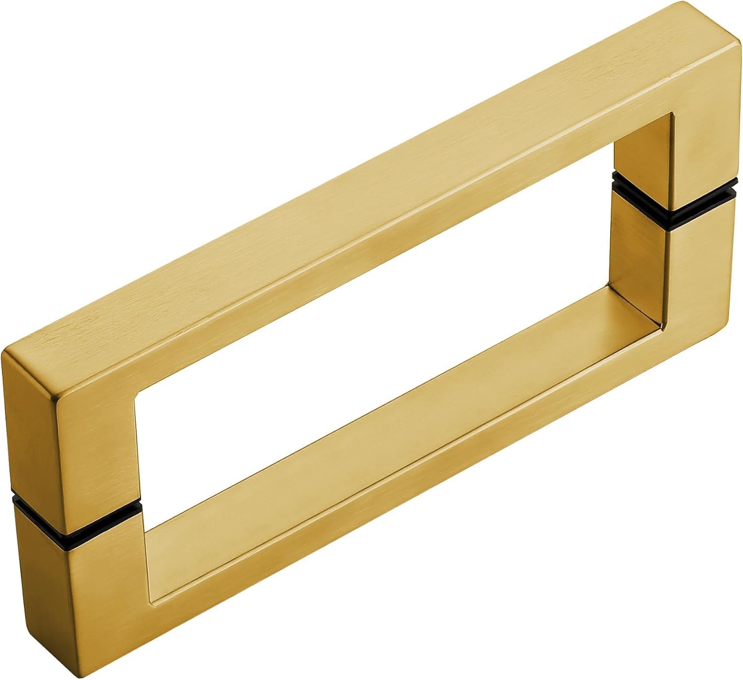 8" Shower Door Handle, Back-to-Back Glass Door Handle Rectangular Square Handle for 1/4", 5/16", 3/8", and 1/2" (6-12mm) Glass Doors, for Frameless Shower Doors, Brushed Gold