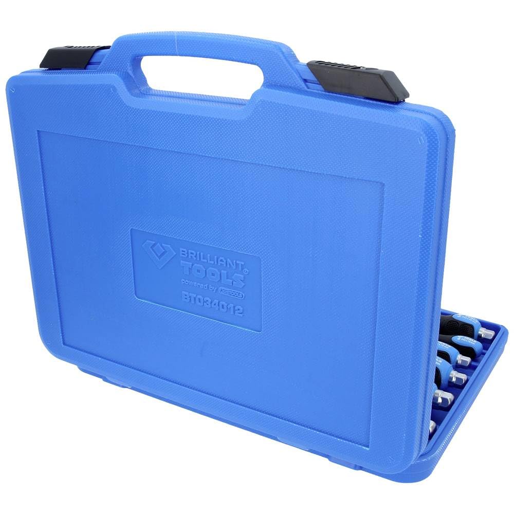 BRILLIANT TOOLS BT034012 Juego de destornilladores con tapa protectora de impactos, 12 pzs, planos, PH Phillips [Powered by KS TOOLS]