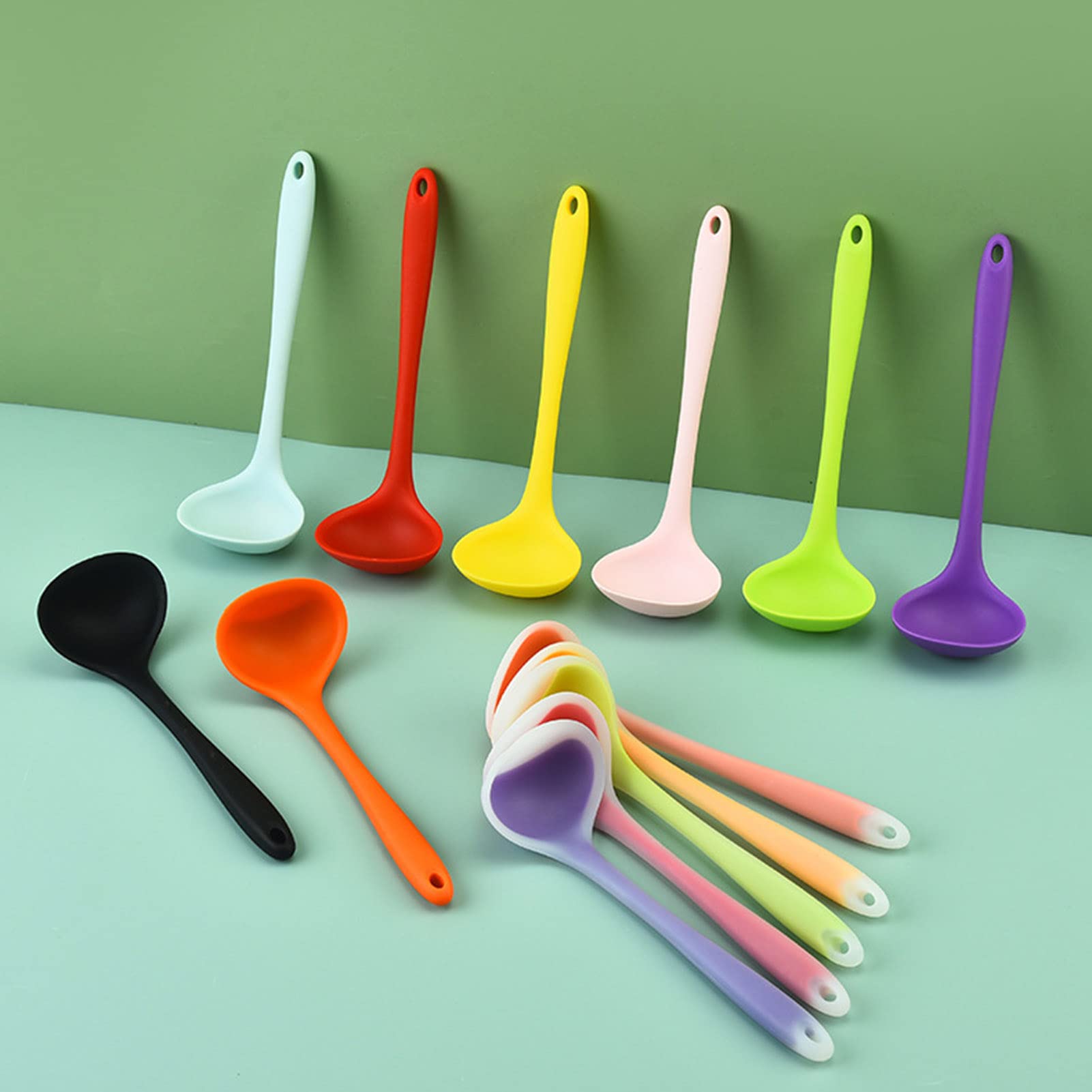 Cucharones De Silicona Para Cocinar, Cuchara Pequeña Para Sopa, Cucharón De Cocina Resistente Al Calor, Cuchara De Cocina Y Servir Para Salsa De Sopa, Salsa De Chile, Conservas (5 Colores
