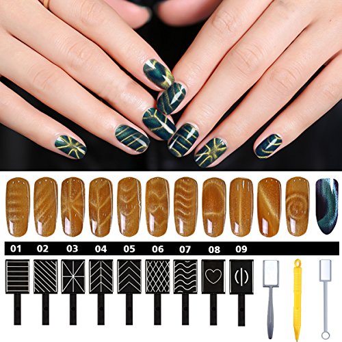 Saviland 12pcs 3D Magnet Stick Magnetic Pen Drawing Vertical Stick for UV/LED Cat Eye Gel Nail Polish