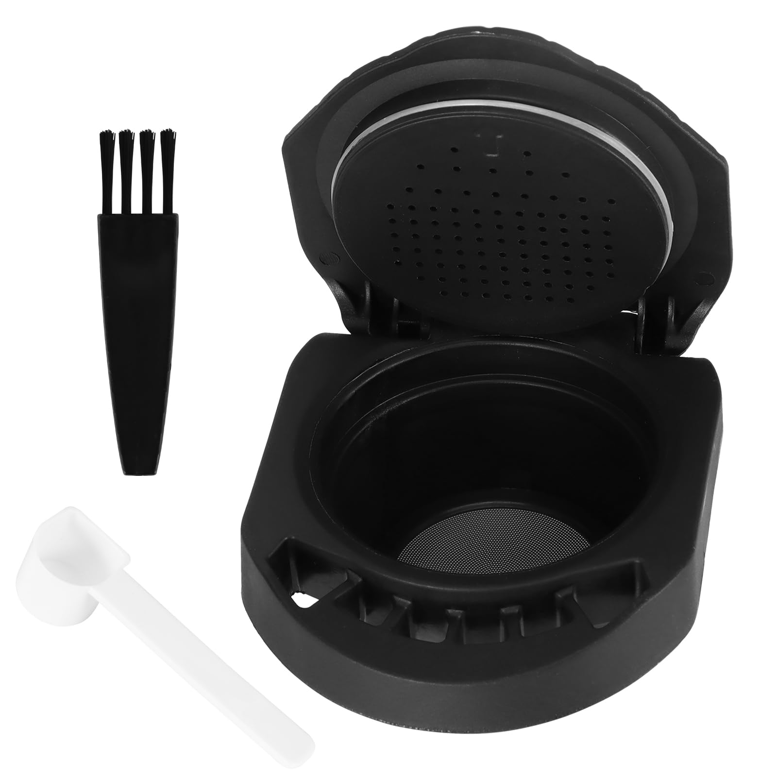 Adaptador de cápsula reutilizable para Dolce Gusto, bandeja de polvo para máquina de café con cuchara y cepillo, adaptador de cápsulas de café recargable compatible con Piccolo XS/EDG 305/EDG 606.S