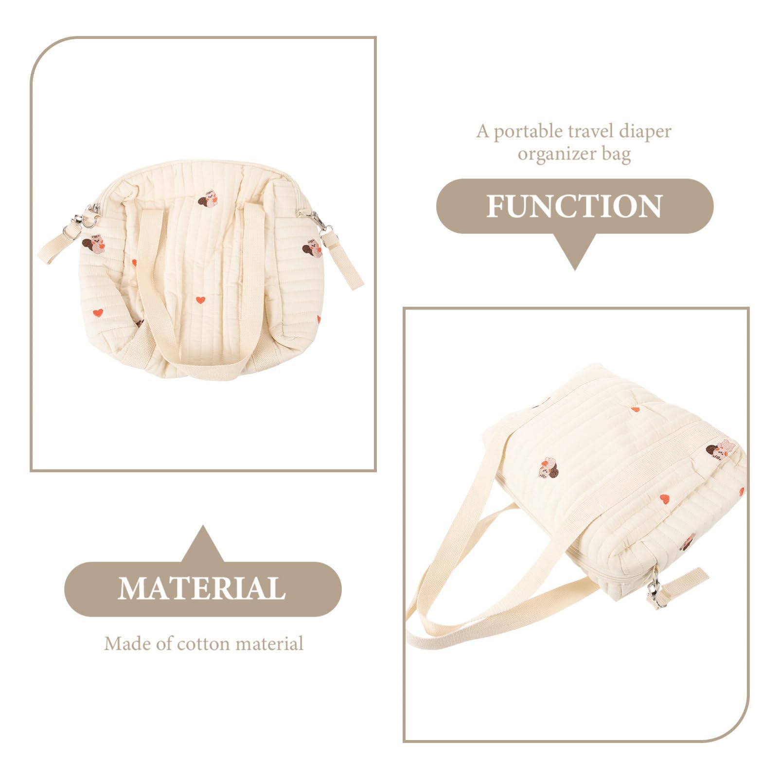 Borsa per Pannolini per Passeggino in Cotone, Comoda e Portatile, per Viaggio, Spazio per Pannolini e Uso Quotidiano