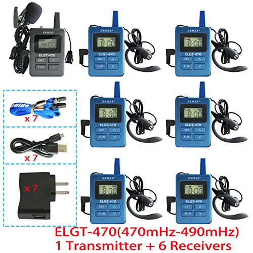 EXMAX ELGT-470 UHF Sistema de Micrófono Auricular para Equipos de Escucha Asistida en Iglesia con 100 Canales miniatura 3