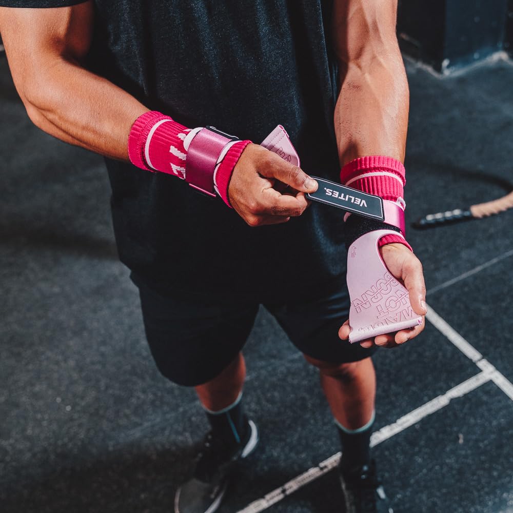 Velites | Handgrips Quad Pro + handgelenkbandage | Gleichgewicht zwischen Flexibilität, Komfort und Stärke | Verwendung mit Kreide | Cross Training & Functional Training