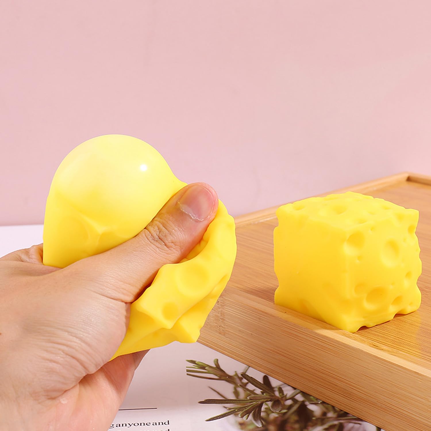 2 PCS Yellow Cheese Squeeze, Squeeze Cheese, Stress Balls for Adults Soft Novelty Rebounding Sensory Theme Cheese Cubes Squishy Stress Balls for Adults Rebounding Sensory Squishys Cheese 2.36 inches — view 3