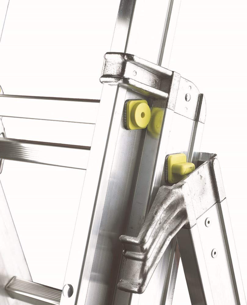 Svelt Scala Professionale in Alluminio 3 Tronchi Serie Deluxe – Posizione Doppia, Zoppa e a Muro – Stabilizzatore Regolabile, Pioli Inclinati, Dispositivo Antiribaltamento – 6+7+7 gradini