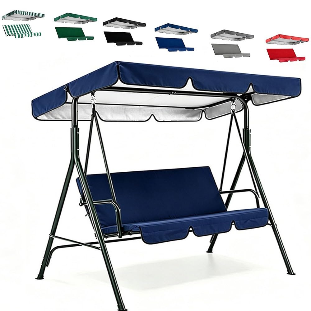 Toit De Rechange pour Balancelle Balançoire De Jardin 2-3 Places Housse De Coussin pour Balançoire Impermeable 164×114 190×132 195×125cm(Blue,77x49in/195x125cm)