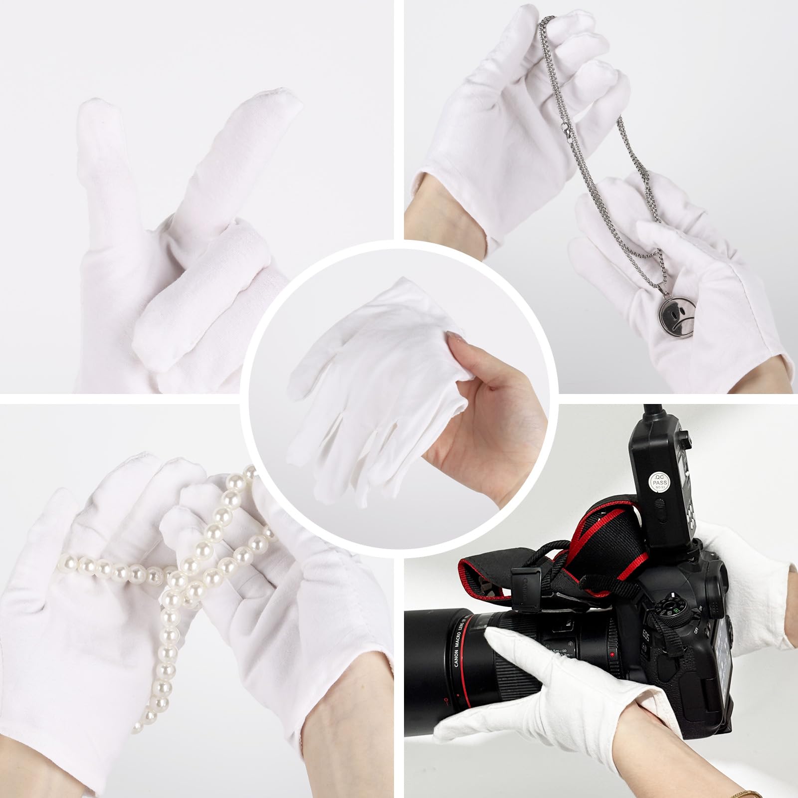 Lot de 60 paires de gants en coton blanc pour mains sèches, gants de spa hydratants pour homme et femme