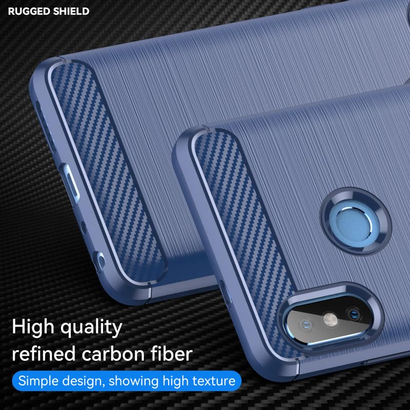 Image of Flexible Back Case Cover for Mi Redmi Note 5 Pro - Blue (Carbon Fibre)