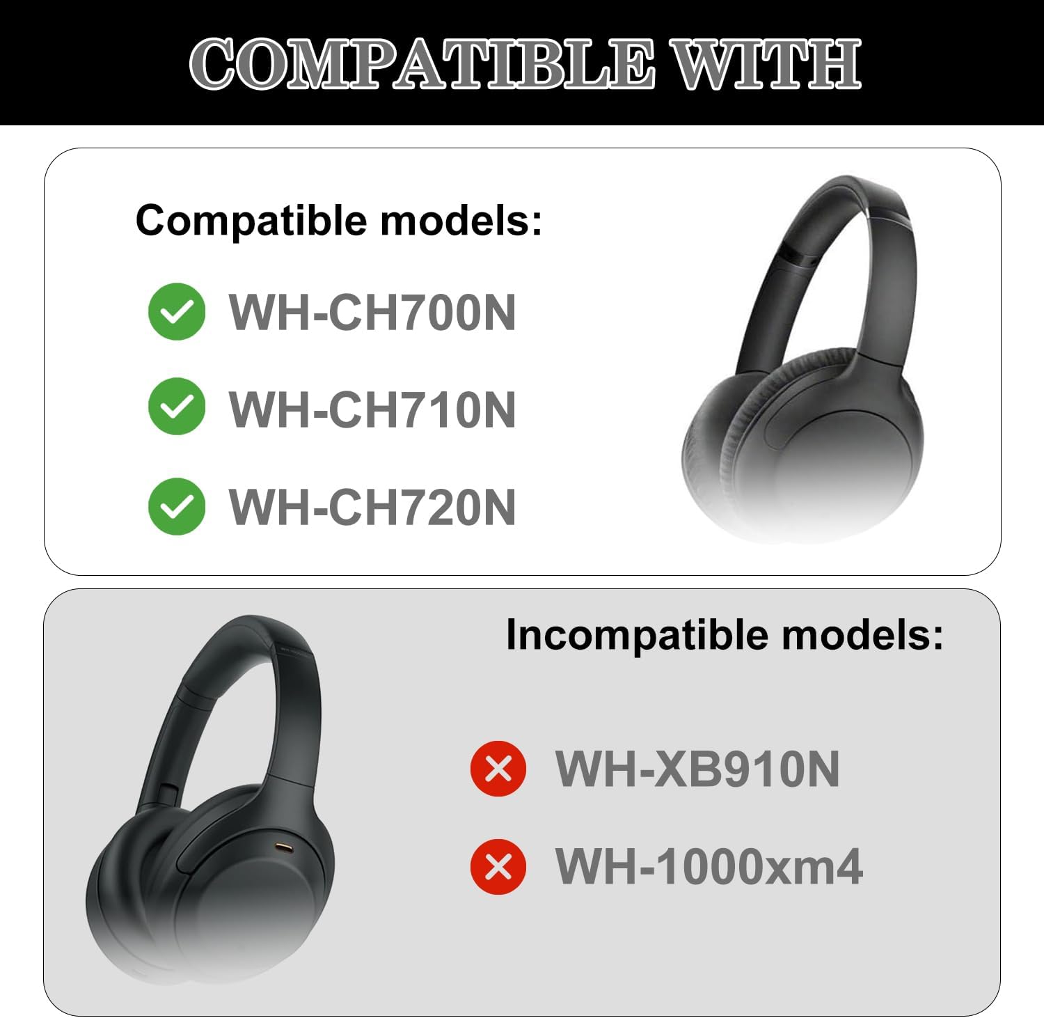 Aiivioll Ear Pads for Sony WH-CH700N/WH-CH710N/WH-CH720N/ZX770BN Headphones, Replacement Earpads with Ice Silk Cloth and Memory Foam, Ice Feel Gel Ear Cushions (Black Purple/Print) - Image 2