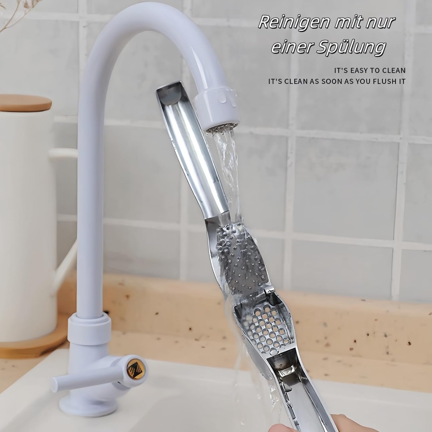 Garlic Press Easy to Use Chops Garlic Effortlessly Dishwasher Safe Effective Tool for Making Garlic Paste (1 Piece, 15.5 cm) image 5