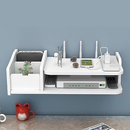 Miniatura 9 de Soporte de pared flotante para montaje en enrutador, organizador de pared, consola multimedia, organizador de cables, soporte de pared pequeño para